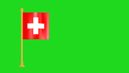Obraz premium National flag of Switzerland isolated on green background