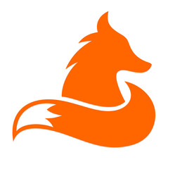 A symbol of a stylized red fox.