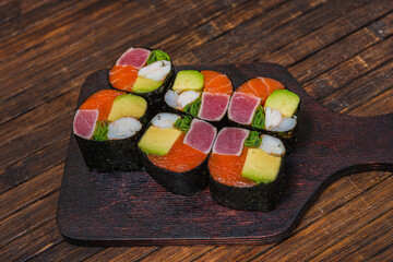 Sushi roll- fast food. Gourmet- asian menu