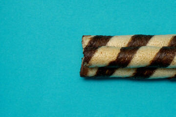 wafer roll with blue background