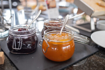 Jam jars in a buffet