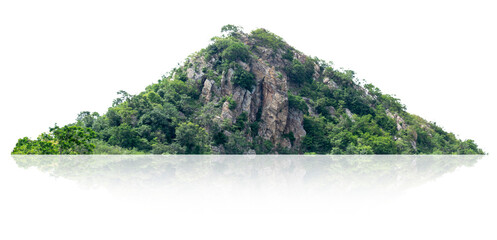 Rocky mountain with green forest at Loei Province, Thailand, isolated on white background.