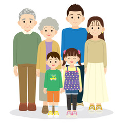 3世代家族　輪郭線なし