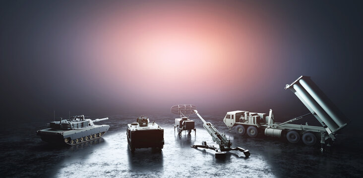 Heavy military weapon, vehicles and artillery such as tank, air defense