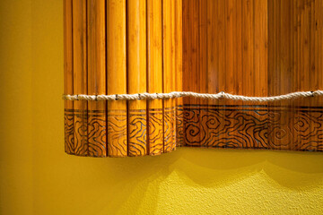 Close-up of a corner of a bamboo scroll in ancient Chinese style