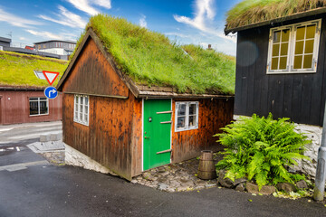 Fototapeta na wymiar Torshavn streets in the old part of the city, Faroe Islands