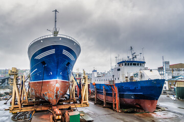 Torshavn shipyard in the harbor, Faroe Islands