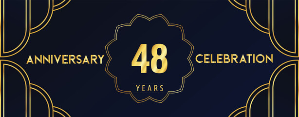 48 years anniversary celebration design template Vector. Premium design for happy birthday, marriage, invitation card, banner, brochure, booklet, graduation, greetings card, poster.