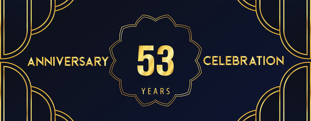 53 years anniversary celebration design template Vector. Premium design for happy birthday, marriage, invitation card, banner, brochure, booklet, graduation, greetings card, poster.