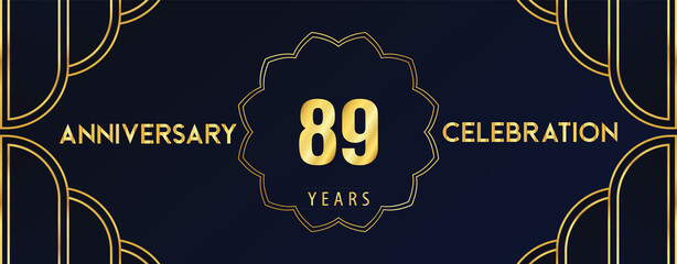 89 years anniversary celebration design template Vector. Premium design for happy birthday, marriage, invitation card, banner, brochure, booklet, graduation, greetings card, poster.
