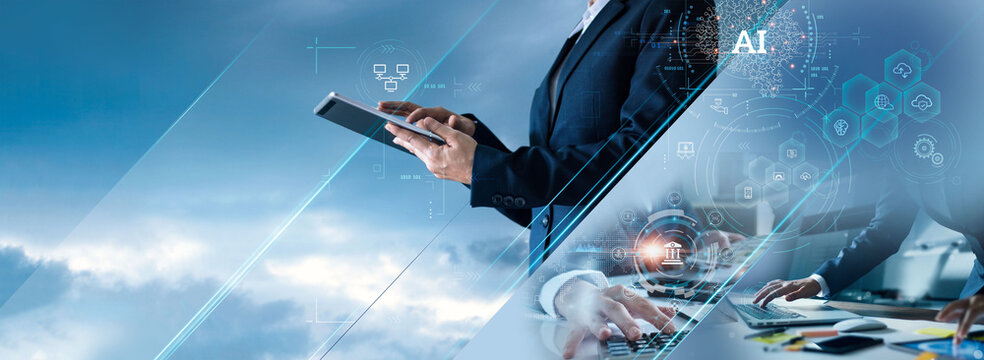 Business and economic growth on global business network, Data analysis of financial and banking, Stock, AI, Technology and data connection, Security, Blockchain and Networking, Business strategy.