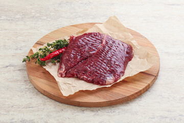 Raw beef machete steak for grill