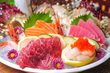 A Plate Of The Assorted Sashimi