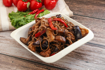 Udon soba with pork and vegetables