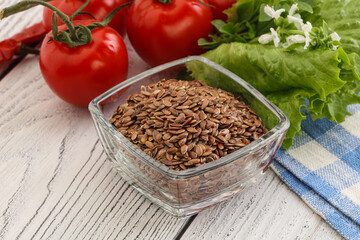 Dry Raw flax seed in the bowl