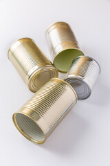 Separate collected metal garbage, prepared for recycling.