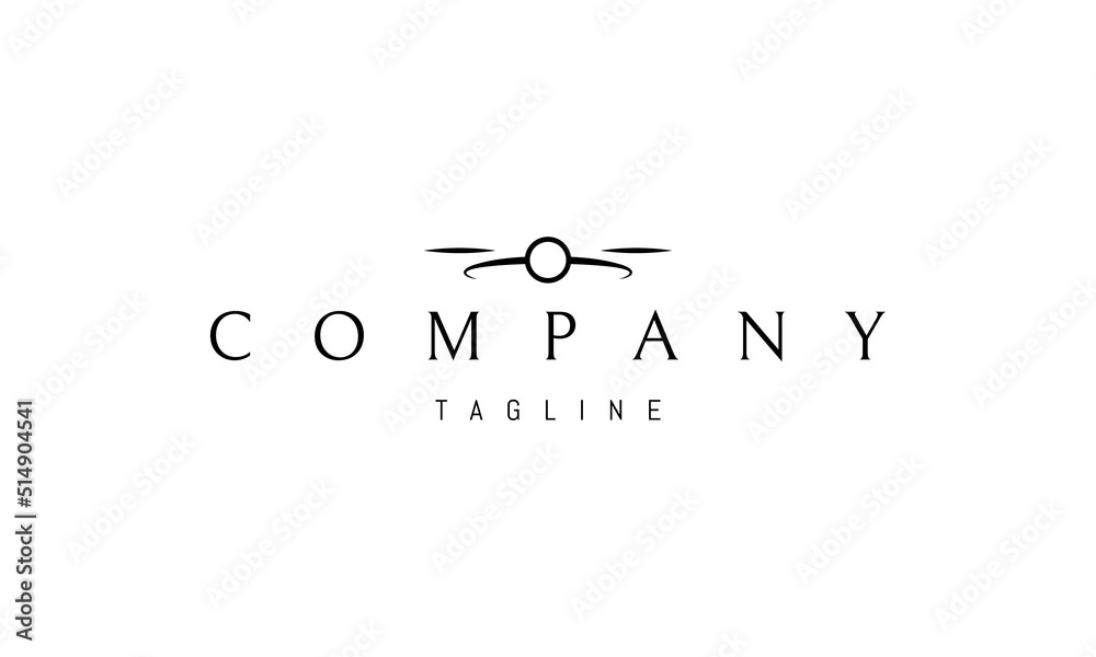 Wall mural vector logo on which an abstract image of a drone in a linear minimalist style.