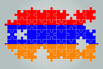 Armenia flag shape of jigsaw puzzle vector, puzzle map, Armenia flag for children