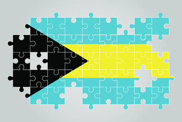 Bahamas flag shape of jigsaw puzzle vector, puzzle map, Bahamas flag for children