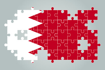 Bahrain flag shape of jigsaw puzzle vector, puzzle map, Bahrain flag for children