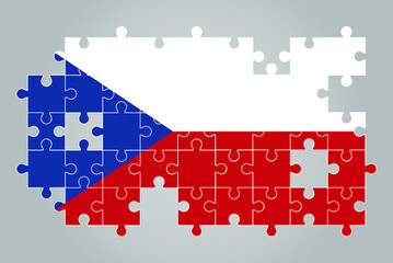 Czech Republic flag shape of jigsaw puzzle vector, puzzle map, Czech Republic flag for children