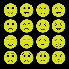 Simple emoticon set with different reactions. Emoji reactions vector set for social network.