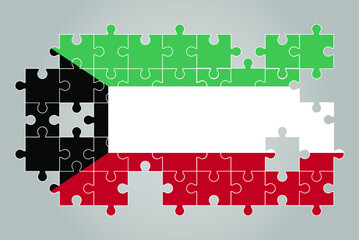 Kuwait flag shape of jigsaw puzzle vector, puzzle map, Kuwait flag for children