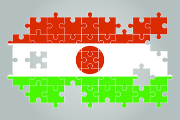 Niger flag shape of jigsaw puzzle vector, puzzle map, Niger flag for children