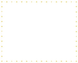 ゴールドなスートとドットの四角い飾り罫線
