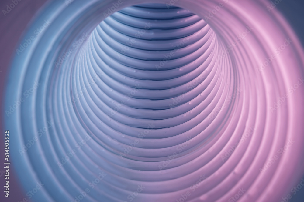 Poster beautiful round abstract white-gray tunnel with color light on a background pattern textured ford de