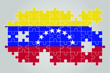 Venezuela flag shape of jigsaw puzzle vector, puzzle map, Venezuela flag for children