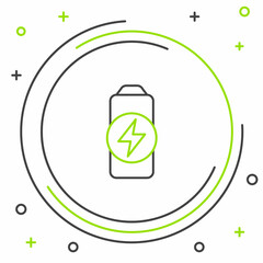 Line Battery charge level indicator icon isolated on white background. Colorful outline concept. Vector