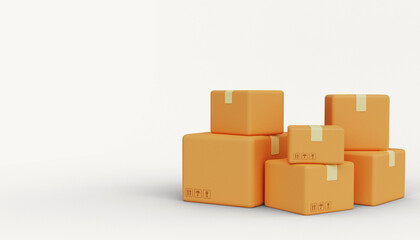Obraz premium Delivery service. Cardboard boxes with empty space. 3d render