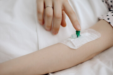 patient is being treated at the hospital, infusion treatment