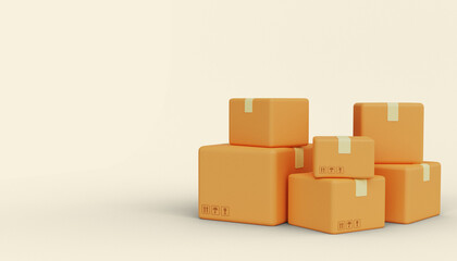 Obraz premium Delivery service. Cardboard boxes with empty space. 3d render