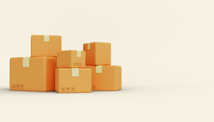 Delivery service. Cardboard boxes with empty space. 3d render