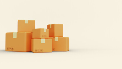 Fototapeta premium Delivery service. Cardboard boxes with empty space. 3d render