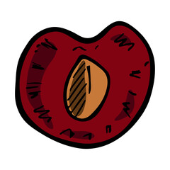 Vector cherry clipart. Hand drawn berry icon. Fruit illustration. For print, web, design, decor, logo.