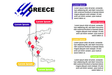 Greece travel location infographic, tourism and vacation concept, popular places of Greece, country graphic vector template, designed map idea, sightseeing destinations