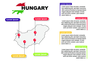 Hungary travel location infographic, tourism and vacation concept, popular places of Hungary, country graphic vector template, designed map idea, sightseeing destinations