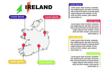 Ireland travel location infographic, tourism and vacation concept, popular places of Ireland, country graphic vector template, designed map idea, sightseeing destinations