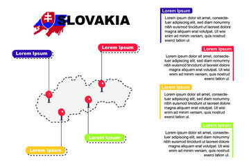 Slovakia travel location infographic, tourism and vacation concept, popular places of Slovakia, country graphic vector template, designed map idea, sightseeing destinations