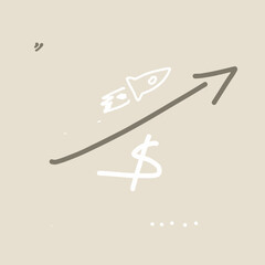 Profit Growth Chart. Drawing graphics and rockets.