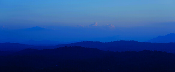 Scenes from top of a mountain just after sunset 