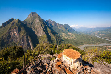 Landscape of Nong Khiaw city from Pha Daeng Peak Viewpoint, Laos