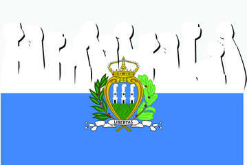 San Marino flag with raised protest hands vector, country flag logo, San Marino protesting concept