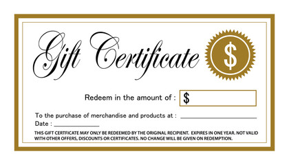 Gift certificate. Free amount card. Vector icon template.