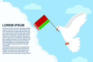 Belarus peace concept with text area, Dove of Peace bird with Belarus flag, peace day template