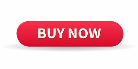 A red button BUY NOW. 3 D. Vector illustration.