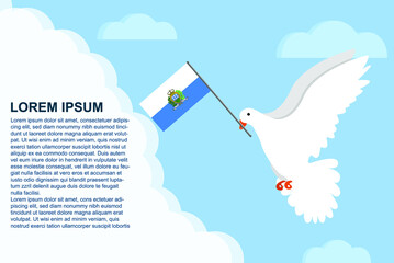 San Marino peace concept with text area, Dove of Peace bird with San Marino flag, peace day template